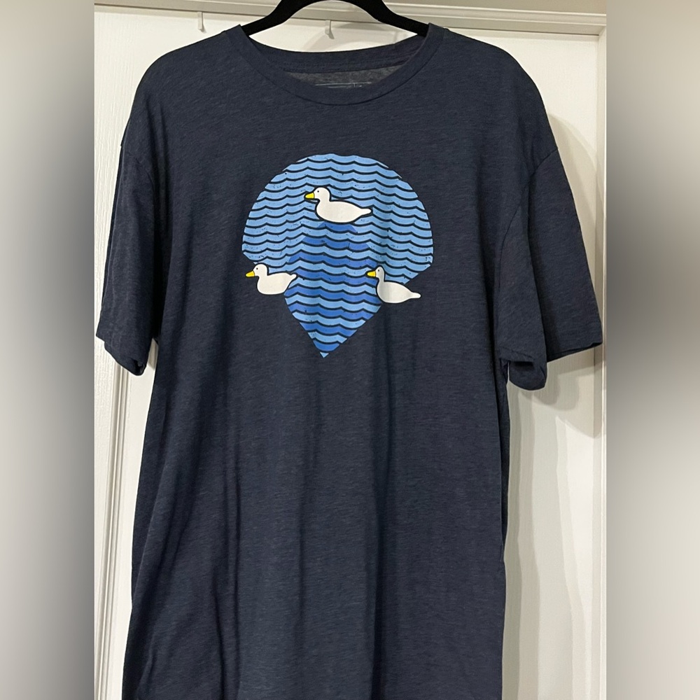BASEBALLISM XL Heather Blue 'Ducks On The Pond' Design ShortSleeve CrewNeck Tee